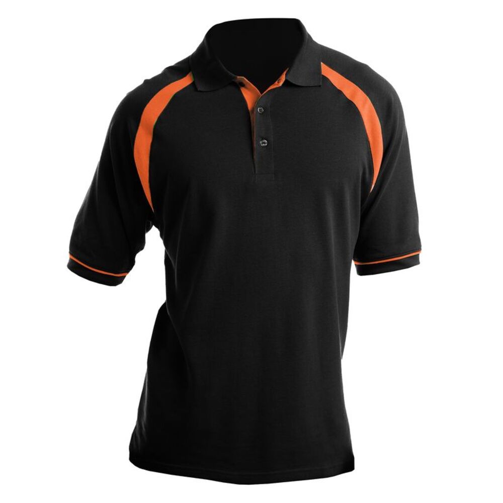 Kustom Kit Oak Hill Mens Polo Shirt / Black/Orange